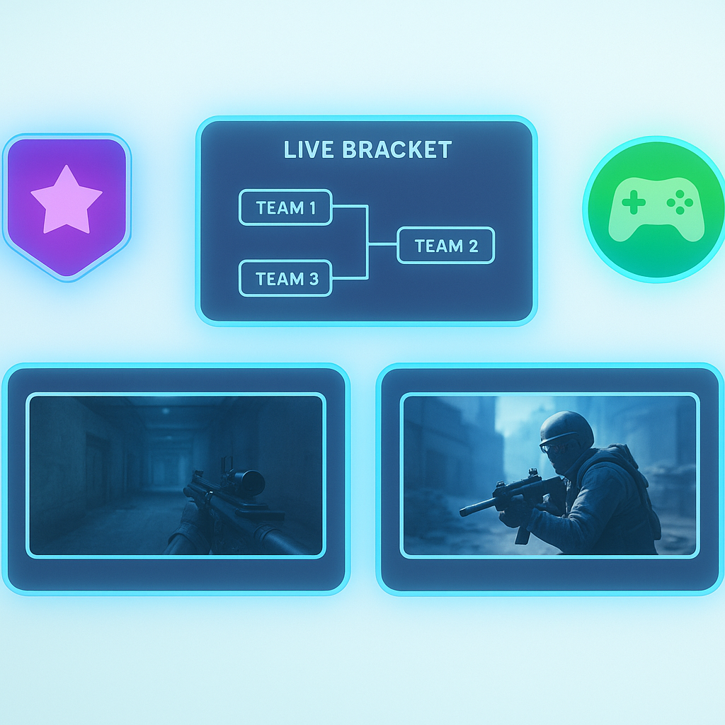 HUD example overlay with badges and live bracket
